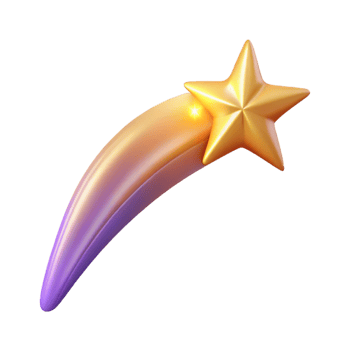 vibrant creative 3D Golden Star Comet Illustration high quality png