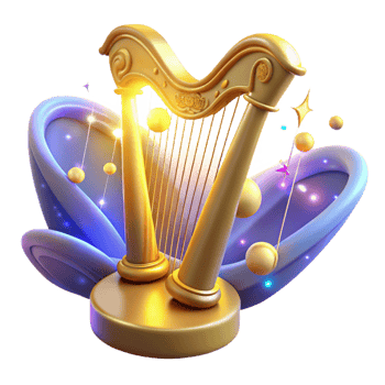 impressive vintage Golden Harp 3D Render original png