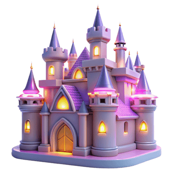 magnificent modern Enchanted 3D Castle Illustration high resolution png