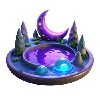 wonderful minimalist Enchanted Moonlit Pond 3D Render 4K png