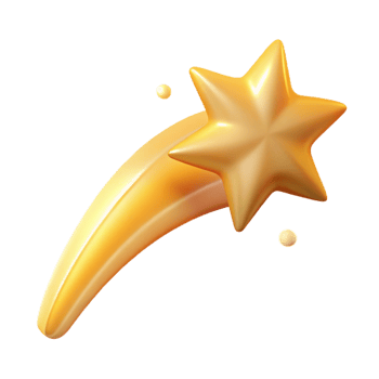 beautiful modern Golden Star Trail 3D Render 4K png