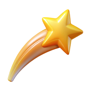 magnificent classic Golden Star Streak 3D Render detailed png