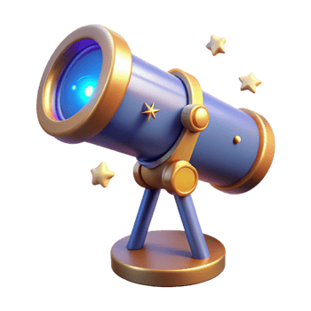 extraordinary rustic 3D Cartoon Telescope Illustration high quality png