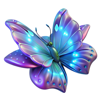 extraordinary contemporary Luminous Butterfly 3D Illustration authentic png