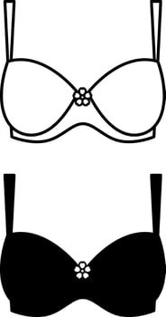 Bra Icons. Black and White Drawings. Women's Underwear. Fashion and Clothing Concept vector