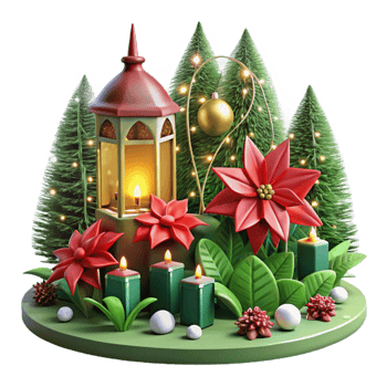 magnificent rustic Festive 3D Christmas Lantern Scene high resolution png