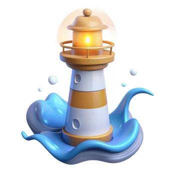 beautiful vintage 3D Cartoon Lighthouse Illustration professional png