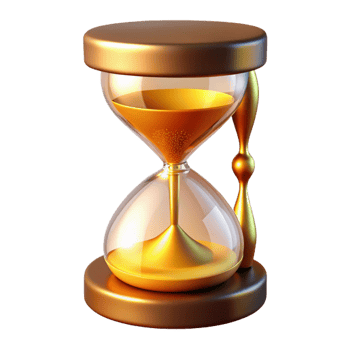 serene artistic Golden Hourglass 3D Render high resolution png