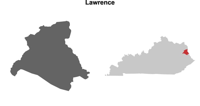 Lawrence County, Kentucky blank outline map set vector