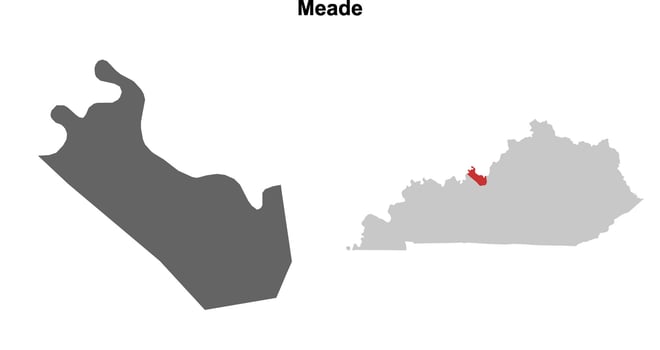 Meade County, Kentucky blank outline map set vector