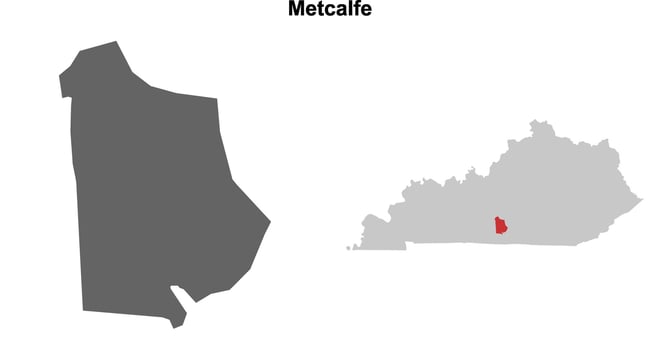 Metcalfe County, Kentucky blank outline map set vector