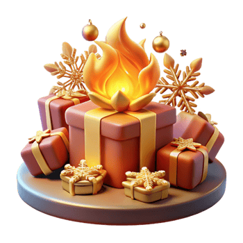 wonderful artistic 3D Festive Gift Illustration with Flame exclusive png