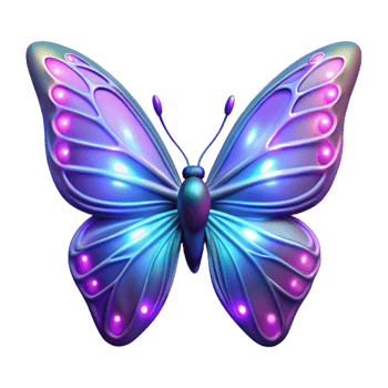 extraordinary minimalist Glowing 3D Butterfly Illustration detailed png
