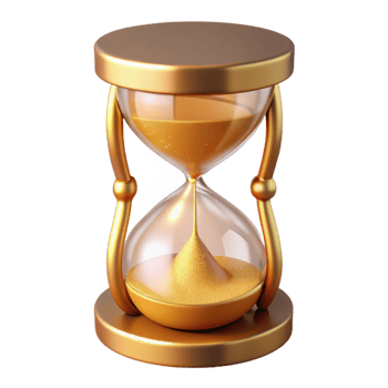 magnificent contemporary Golden Hourglass 3D Render high resolution png