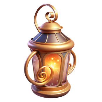 beautiful minimalist Golden 3D Lantern Illustration genuine png