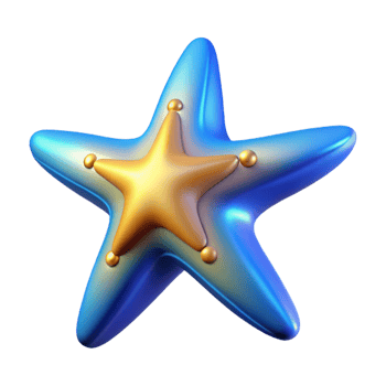 vibrant traditional Blue Star 3D Render authentic png