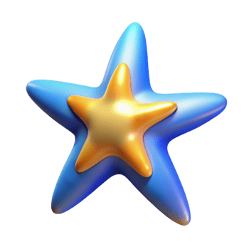 stunning minimalist 3D Render Blue Yellow Star Graphic 4K png