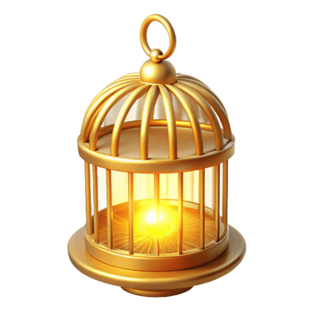 impressive artistic Golden Birdcage 3D Render genuine png