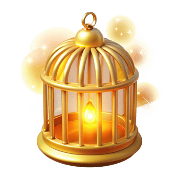 vibrant traditional Golden Birdcage 3D Illustration genuine png