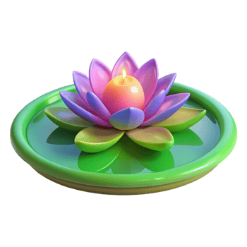 vibrant modern 3D Render of a Lotus Flower Candle high resolution png