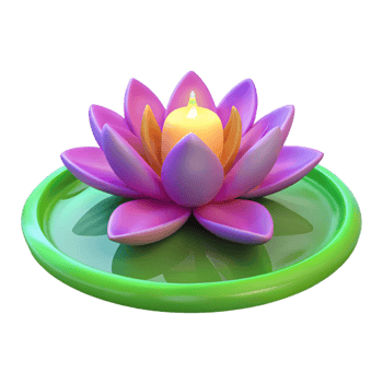 magnificent vintage 3D Lotus Flower with Candle Illustration 4K png
