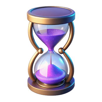 elegant minimalist 3D Render of Hourglass with Purple Sand detailed png