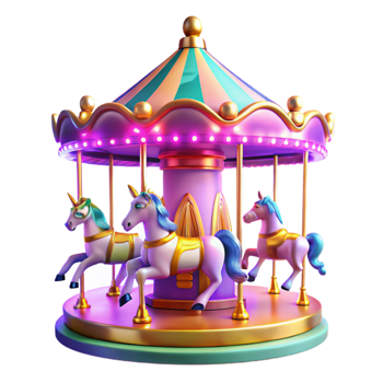 elegant creative Whimsical Unicorn Carousel 3D Render professional png