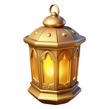 stunning abstract Golden Ramadan Lantern 3D Render genuine png