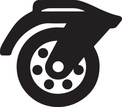 silhouette of a front view of a caster wheel on a white background vector