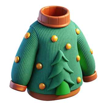vibrant artistic 3D Render Green Christmas Sweater Illustration professional png