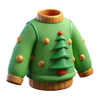 wonderful modern 3D Render Green Christmas Sweater Illustration professional png