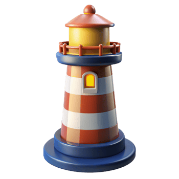 extraordinary creative Cartoon Lighthouse 3D Render 4K png