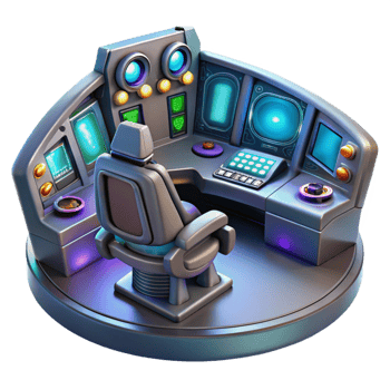 magnificent traditional Futuristic Control Room 3D Render detailed png