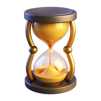 beautiful minimalist Golden Hourglass 3D Render authentic png
