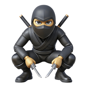 beautiful vintage 3D Cartoon Ninja Illustration exclusive png