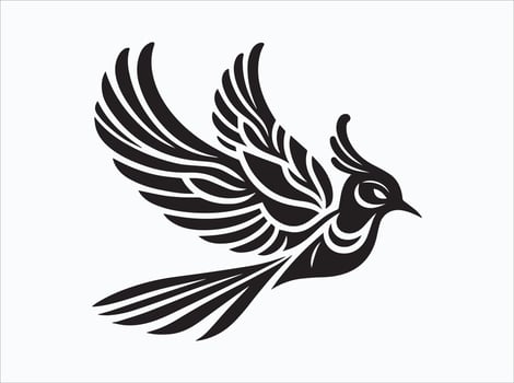 Solid Black Color Birds Silhouette Flying and Perching vector