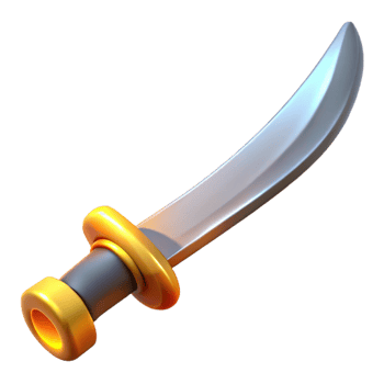 serene vintage 3D Render Golden Hilt Curved Sword Illustration high resolution png