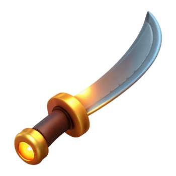 impressive rustic 3D Render Golden Hilt Curved Dagger high resolution png
