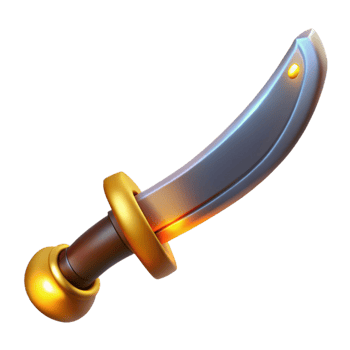 stunning traditional 3D Render of a Golden Hilt Scimitar authentic png