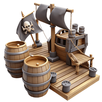 stunning contemporary Cartoon Pirate Ship 3D Render exclusive png
