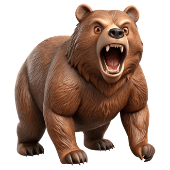 extraordinary traditional Roaring Grizzly Bear 3D Render 4K png