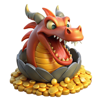 dramatic creative 3D Cartoon Dragon Illustration Gold Coins high resolution png
