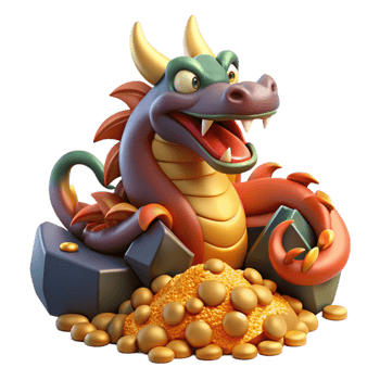 elegant vintage 3D Dragon Illustration Gold Treasure 4K png