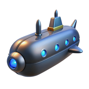 beautiful abstract 3D Render Submarine Illustration genuine png