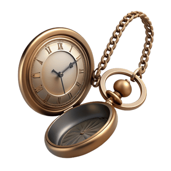 elegant creative Gold Pocket Watch 3D Render 4K png