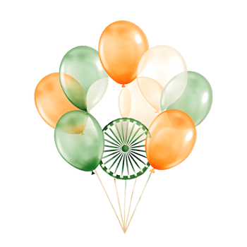 Festive Balloon Bunch in Indian Flag Colors for Celebrations png