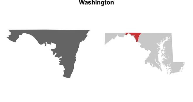 Washington County, Maryland blank outline map set vector