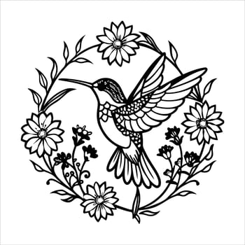 Hummingbird Coloring Page vector