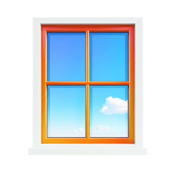 Modern Window with Red Frame and Blue Glass png