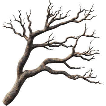 Isolated Dried Tree Branch with Detailed Bark Texture png